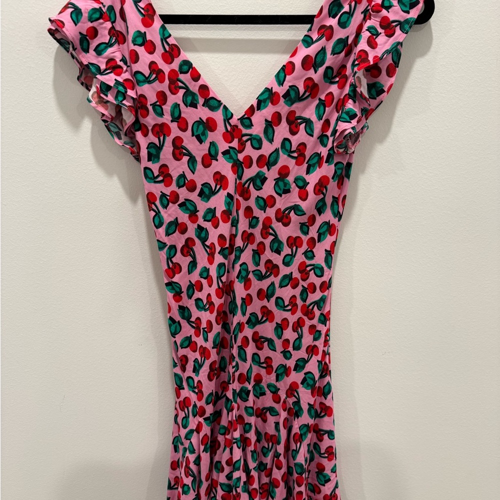 Beach Riot Pink Floral V-Neck Ruffle Mini Dress NWT - Picture 5 of 6